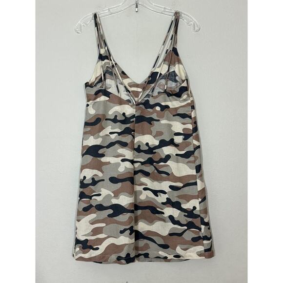 Zara Women’s Size XS Camo Print Linen Blend Dress Sundress Vacation Travel Light - Picture 2 of 7